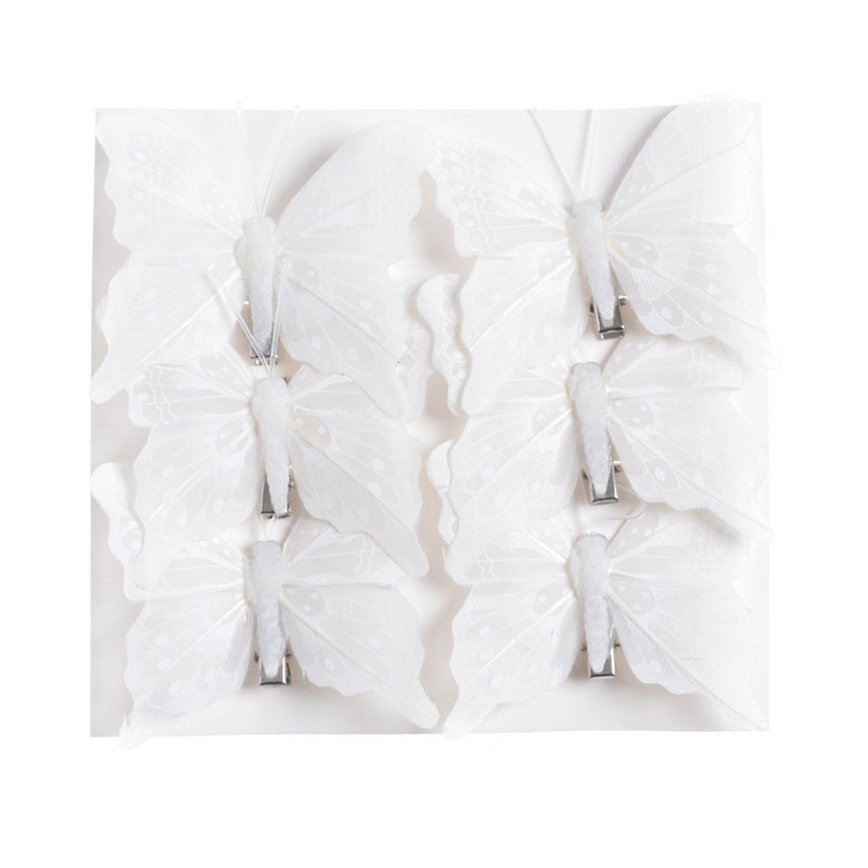 Motyle na klipie 8cm 6szt-kpl