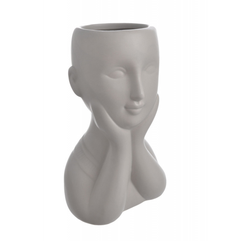 Ceramiczny wazon z twarzą 21cm..12cmL x 8,5cmW x 21cmH