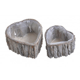Osłonka z kory serce 2sztkpl ..21x20x11cm, 16x15x10cm