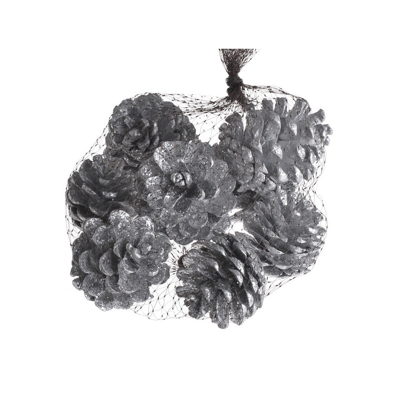 Szyszki pine fruit metal/brokat 8szt/paczk..5-7cm