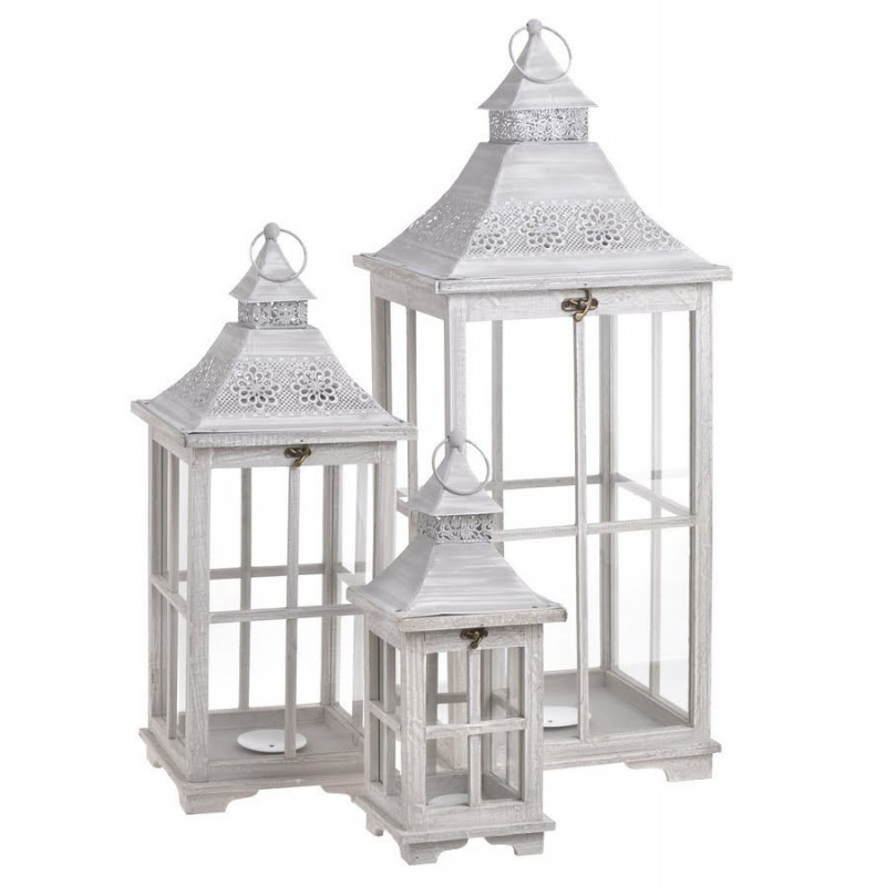 Drewniany lampion 3szt/kpl 41cmH / 59cmH / 80cmH