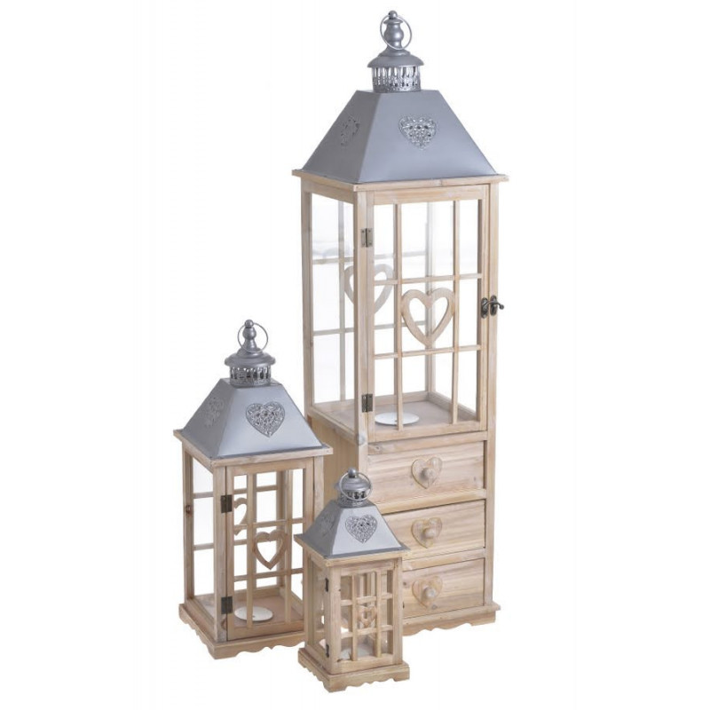 Drewniany lampion 3szt-kpl