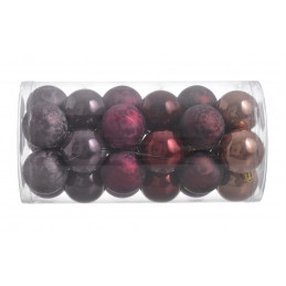 Bombki 5cm w tubie, 30szt...RED-PURPLE