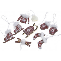 Zestaw SKI BOX - ozdoby z drewna na choinkę paczka/6 sztuk