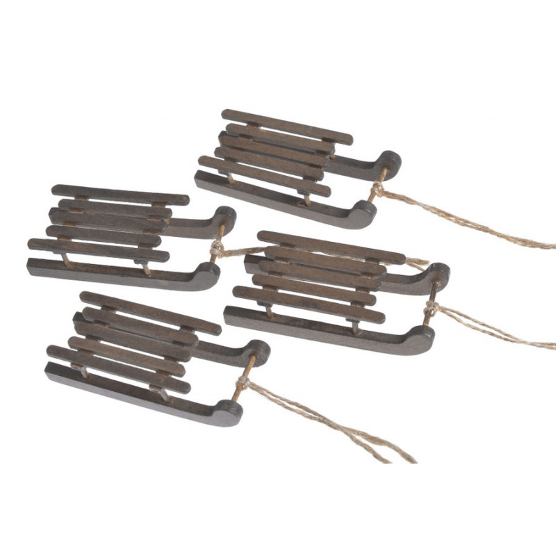 Saneczki drewniane 4szt-pacz..9x4x2,5cm