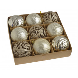 Bombki z wzorkiem 8cm x9sztuk PEARL