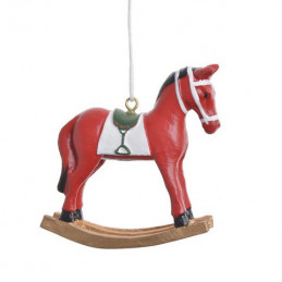 Zawieszka koń na biegunach..7cmL x 2cmW x 7cmH RED