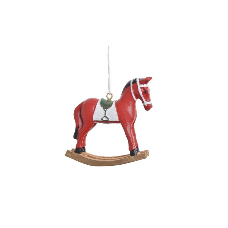 Zawieszka koń na biegunach..7cmL x 2cmW x 7cmH RED