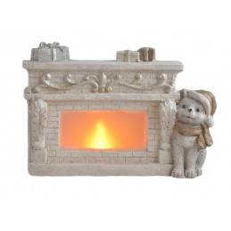 Kot przy kominku..40cmL x 12,5cmW x 28,5cmH - art. dekoracyjny LED