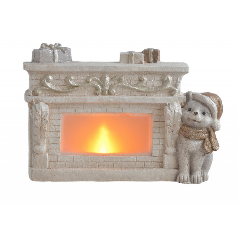 Kot przy kominku..40cmL x 12,5cmW x 28,5cmH - art. dekoracyjny LED