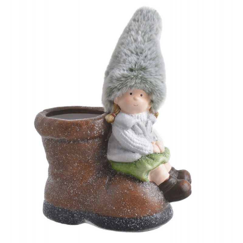 But osłonka ceramiczna z krasnalkiem - art. dekoracyjny