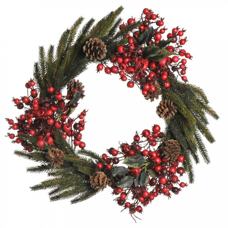 Wianek sosnowy z głogiem..60cm