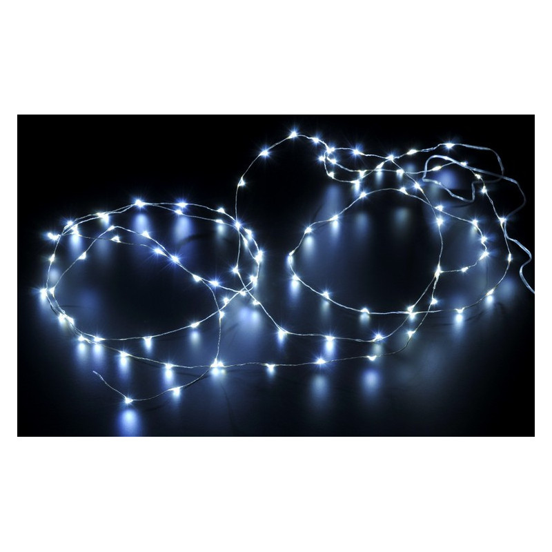 Lampki 100 LED 5m, zasilane 12V IP44 ŚWIATŁO ZIMNE