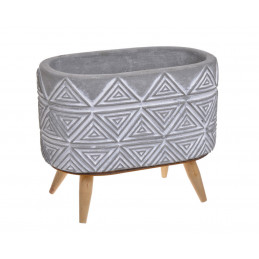 Osłonka owalna na stojaku, cement 14x8x11cmH