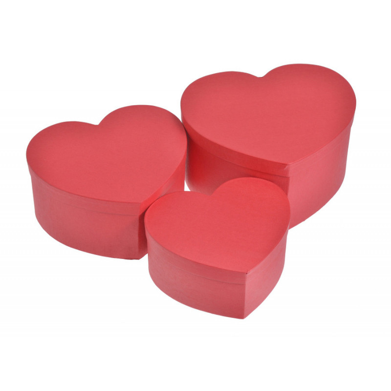 Pudełko serce 3szt..24x27x14cmH, 21x24x12cmH, 18x21x10cmH