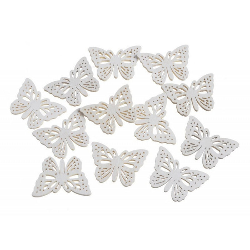 Drewniane motyle w paczce, 12szt..4cmL x 0,2cmW x 3cmH