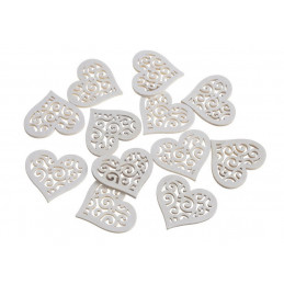 Drewniane serca w paczce, 12szt..4cmL x 0,2cmW x 3,5cmH