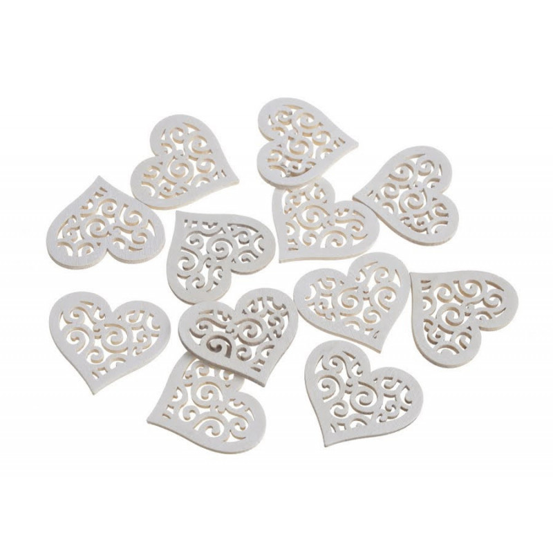 Drewniane serca w paczce, 12szt..4cmL x 0,2cmW x 3,5cmH