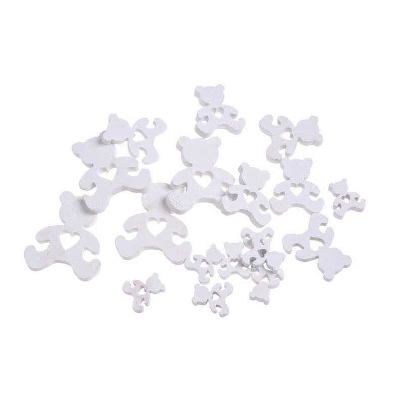 Misie wykrawane wybielane mix, 18szt/paczka