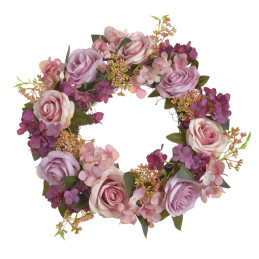 Wianek z różą i hortensją..41cm