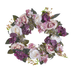 Wianek z różą i hortensją..41cm