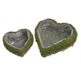 Osłonka serce z mchem 2szt/kpl..25cmL/18cmL