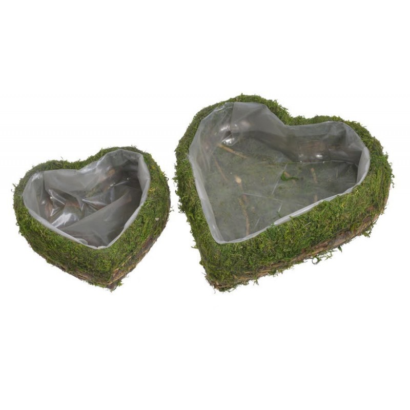 Osłonka serce z mchem 2szt/kpl..25cmL/18cmL
