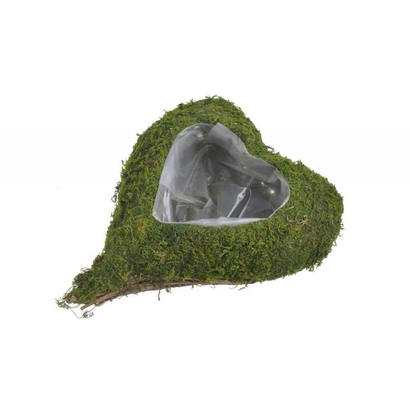 Osłonka serce z mchem ..28cmL x 23cmW x 6cmH