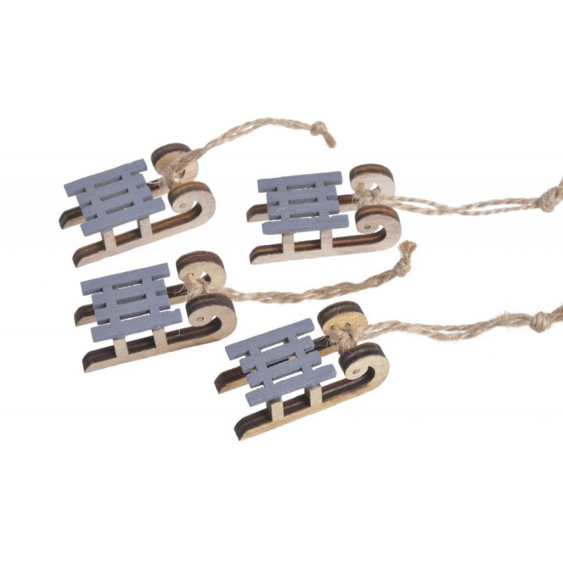 Saneczki drewniane 4szt-kpl..5cmL x 2cmW x 1,5cmH