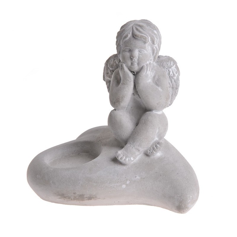 Anioł siedzący na sercu 18 cm