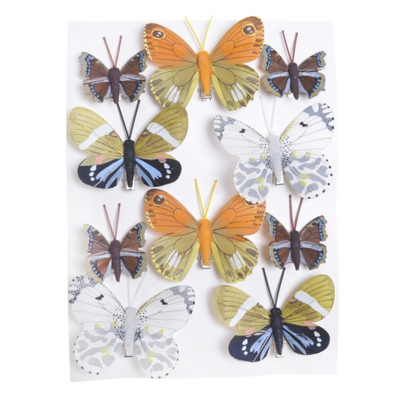Motylki na klipie 10szt/kpl..4,5-7,5cm