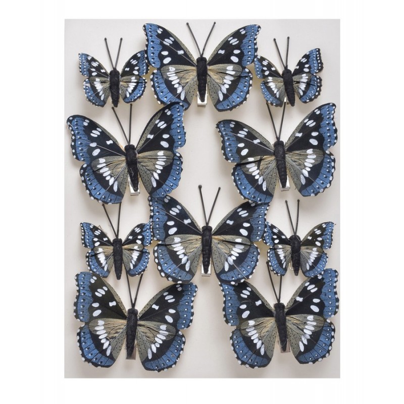Motylki na klipie 10szt..4,5-7,5cm