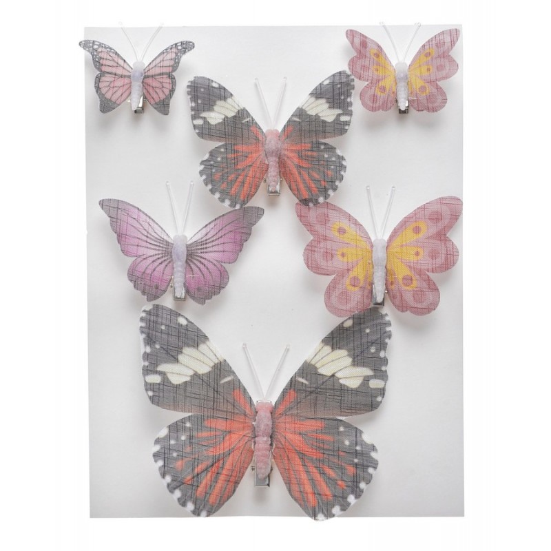 Motylki na klipie 6szt-kpl..5,5cm, 7,5cm, 11,5cm
