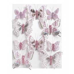Motyl brokacony na klipie 10szt-kpl..9cmH, 6cmH, 4,5cmH