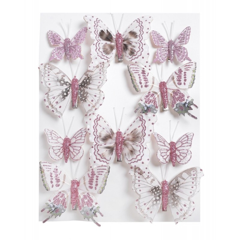 Motyl brokacony na klipie 10szt-kpl..9cmH, 6cmH, 4,5cmH