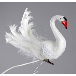 Ptaszek - łabędź na klipie L15cm...kpl-12szt