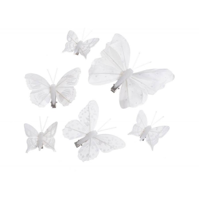 Motylki na klipie 6szt-kpl..4,5cm, 6cm, 9cm