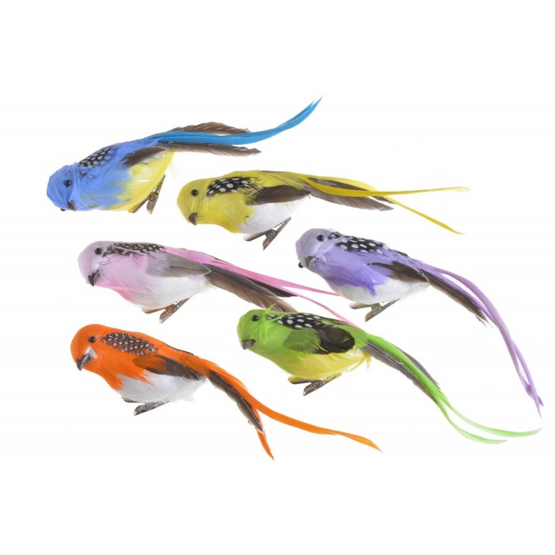 Ptak na klipie 6szt-kpl..19cmL x 4cmW x 5cmH