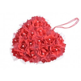 Serce..24cm z róż piankowych i perełek