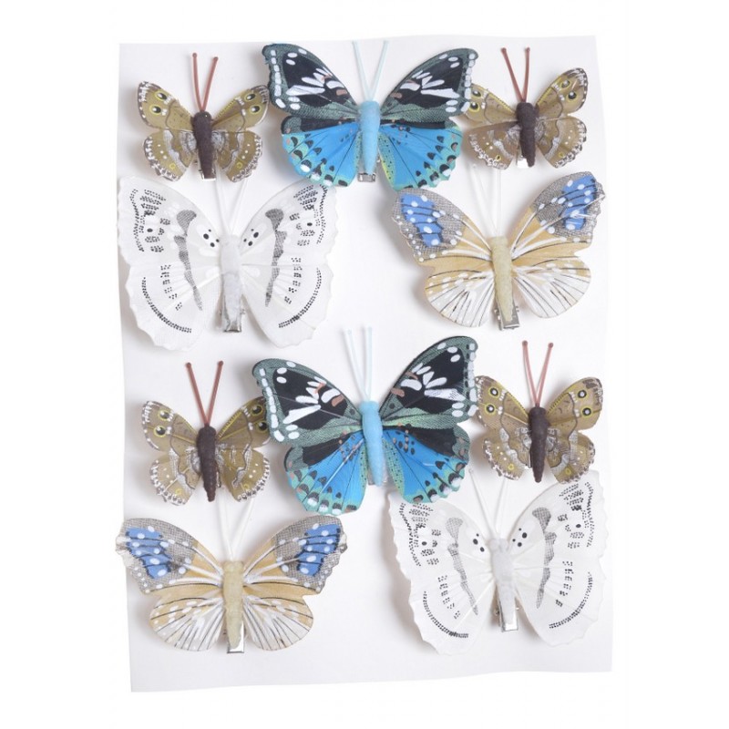 Motylki na klipie 10szt..4-7,5cm