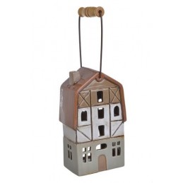 Domek ceramiczny 21,5cmH z rączką tea-ligh