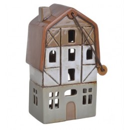 Domek ceramiczny 21,5cmH z rączką tea-ligh