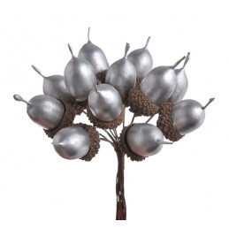 Żołędzie 12cm złoty 12-pęcz. x12 - art. dekoracyjny SILVER