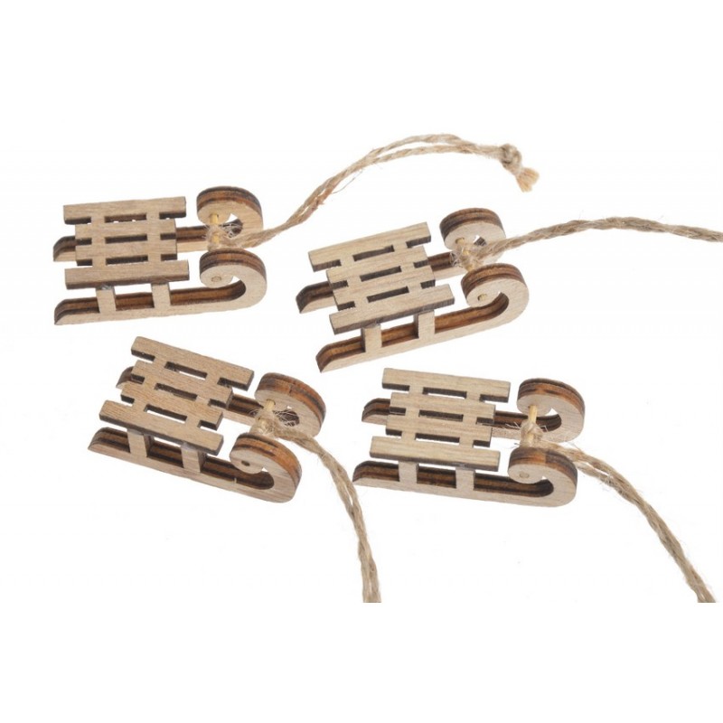 Saneczki drewniane 4szt-kpl..5cmL x 2cmW x 1,5cmH