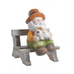 Dziadek..9cmH figurka ceramika+drewno