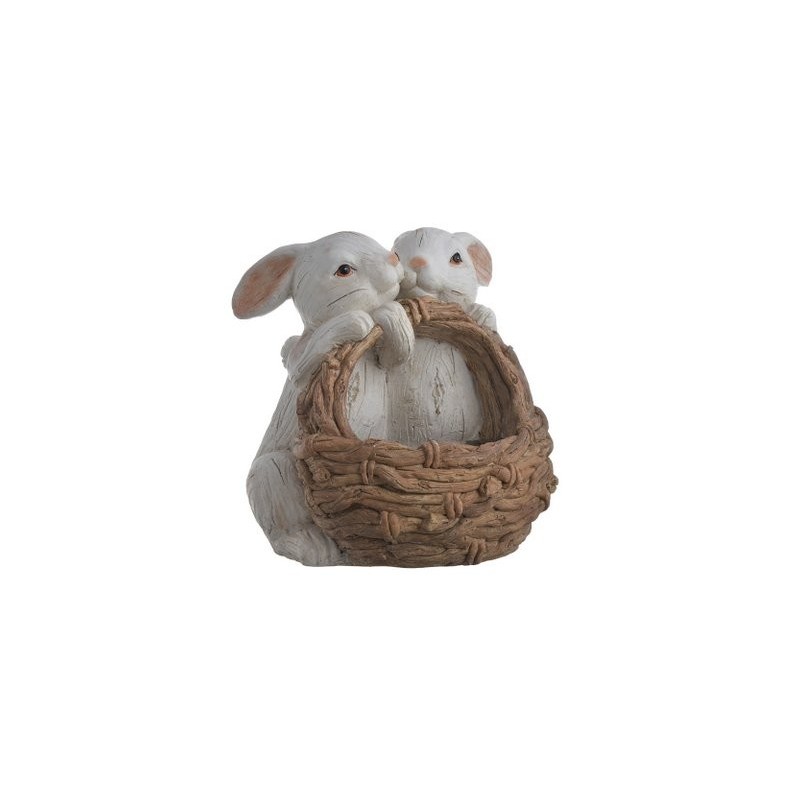 Ceramiczne zające z koszem..30cmH - artykuł dekoracyjny