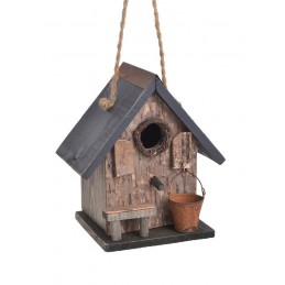Drewniana budka dla ptaków H21cm.....GREY