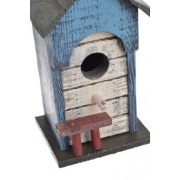 Drewniana budka dla ptaków H24cm...BLUE-GREY-WHITE