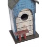 Drewniana budka dla ptaków H24cm...BLUE-GREY-WHITE
