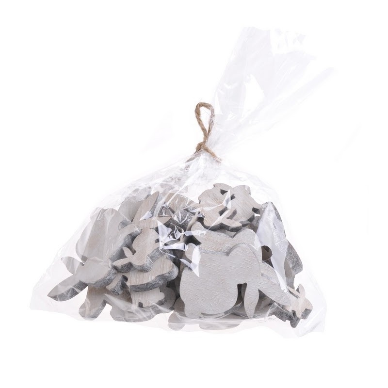 Zające wykrawane biało-szare mix...3-8cm_18szt/paczka